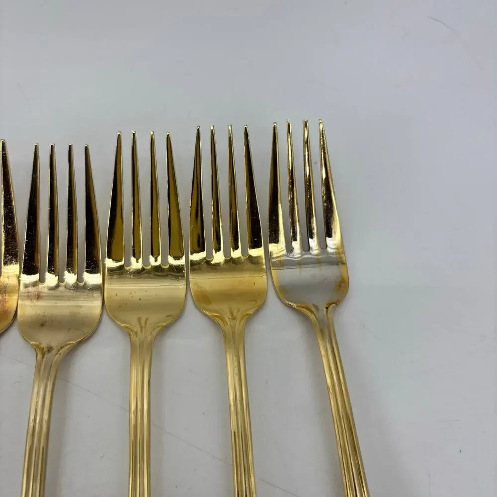 Hampton Silversmith Stainless Steel Gold Tone Flatware Spoon Fork